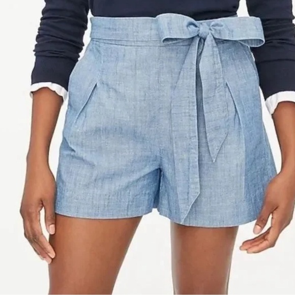 Jcrew Chambray tie front shorts, size 2 - Picture 1 of 6